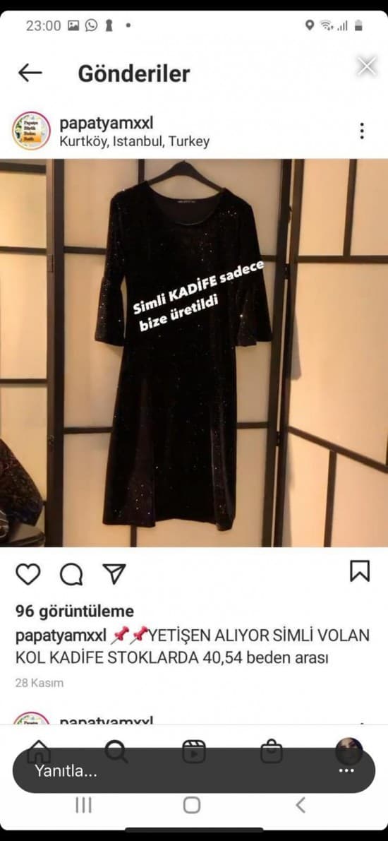 Kadife Siyah Elbise