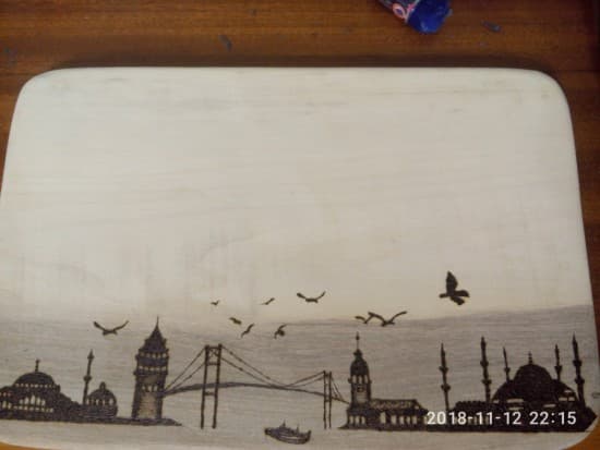 istanbul desenli sunum ve kesim tahtası